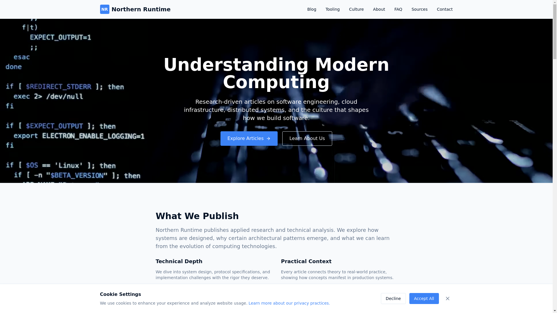 website screenshot of https://northernruntime.com/
