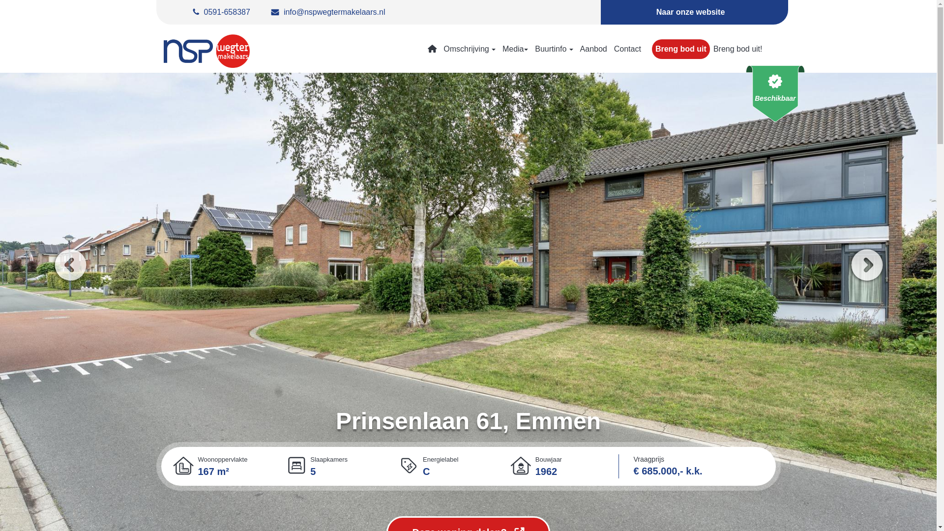 website screenshot of https://prinsenlaan61.nl/