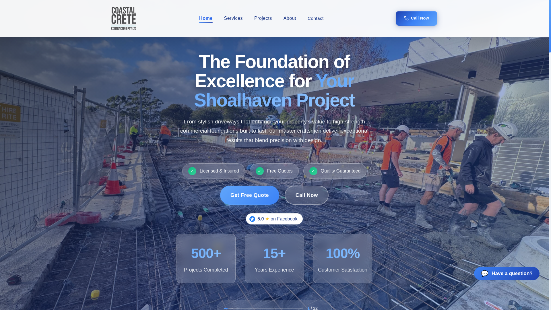 website screenshot of https://coastalcrete.net/