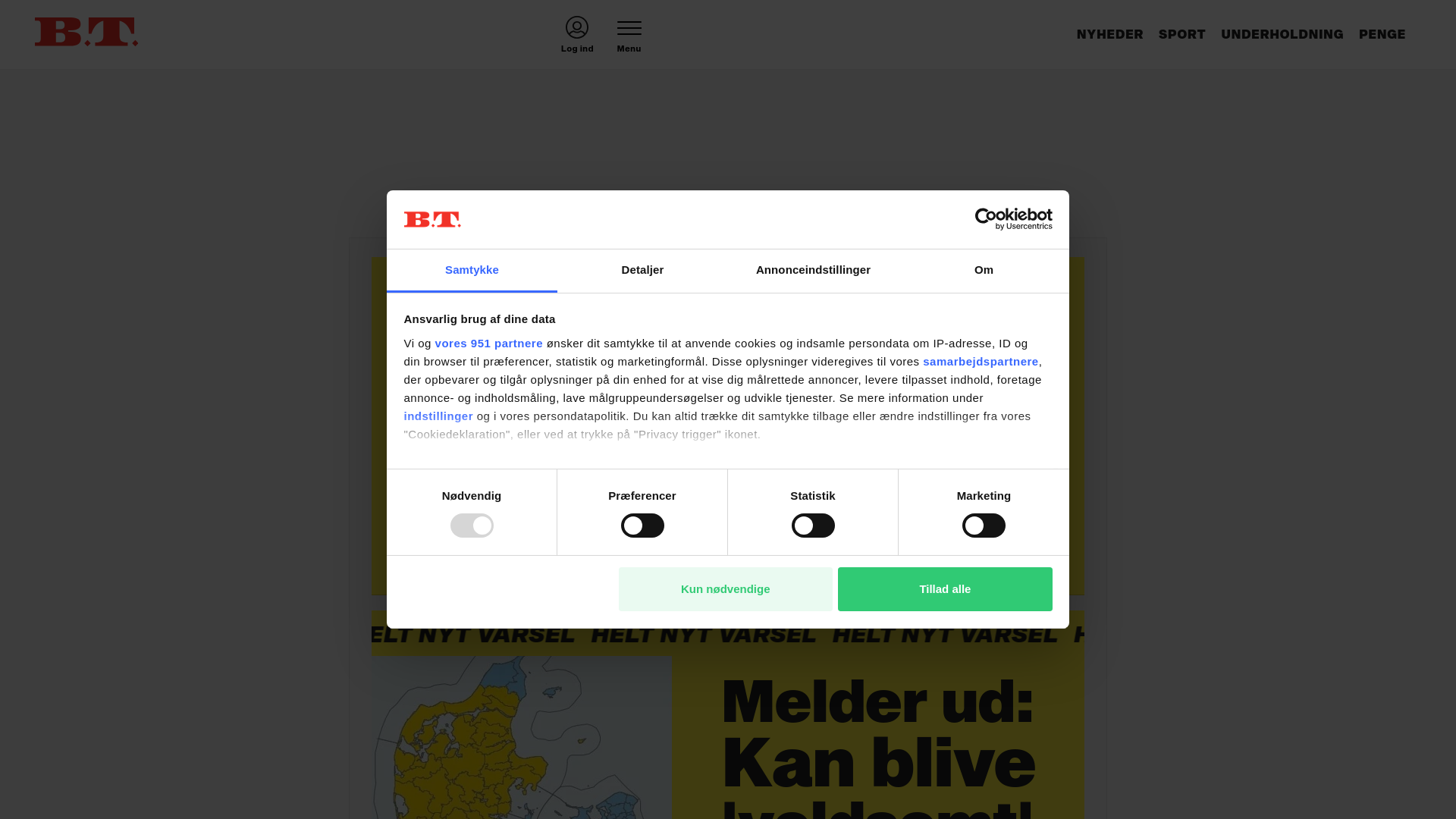 website screenshot of https://bt.dk/