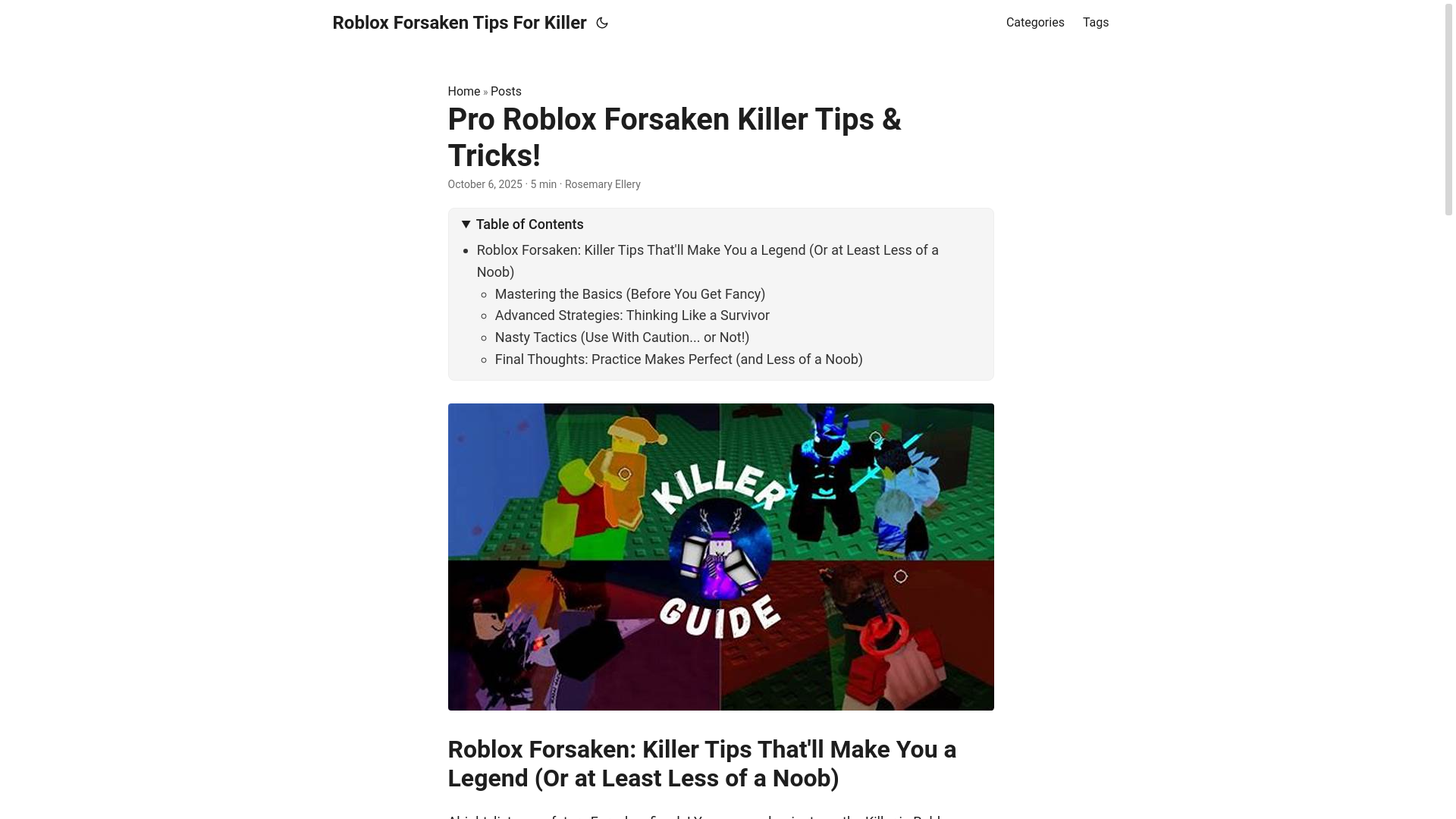 website screenshot of https://roblox-forsaken-tips-for-killer.pages.dev/
