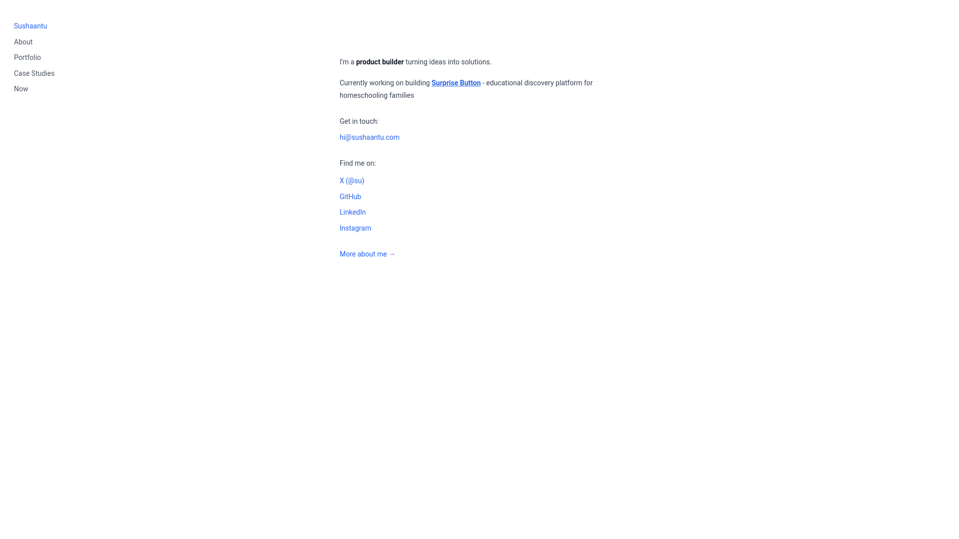 website screenshot of https://sushaantu.pages.dev/