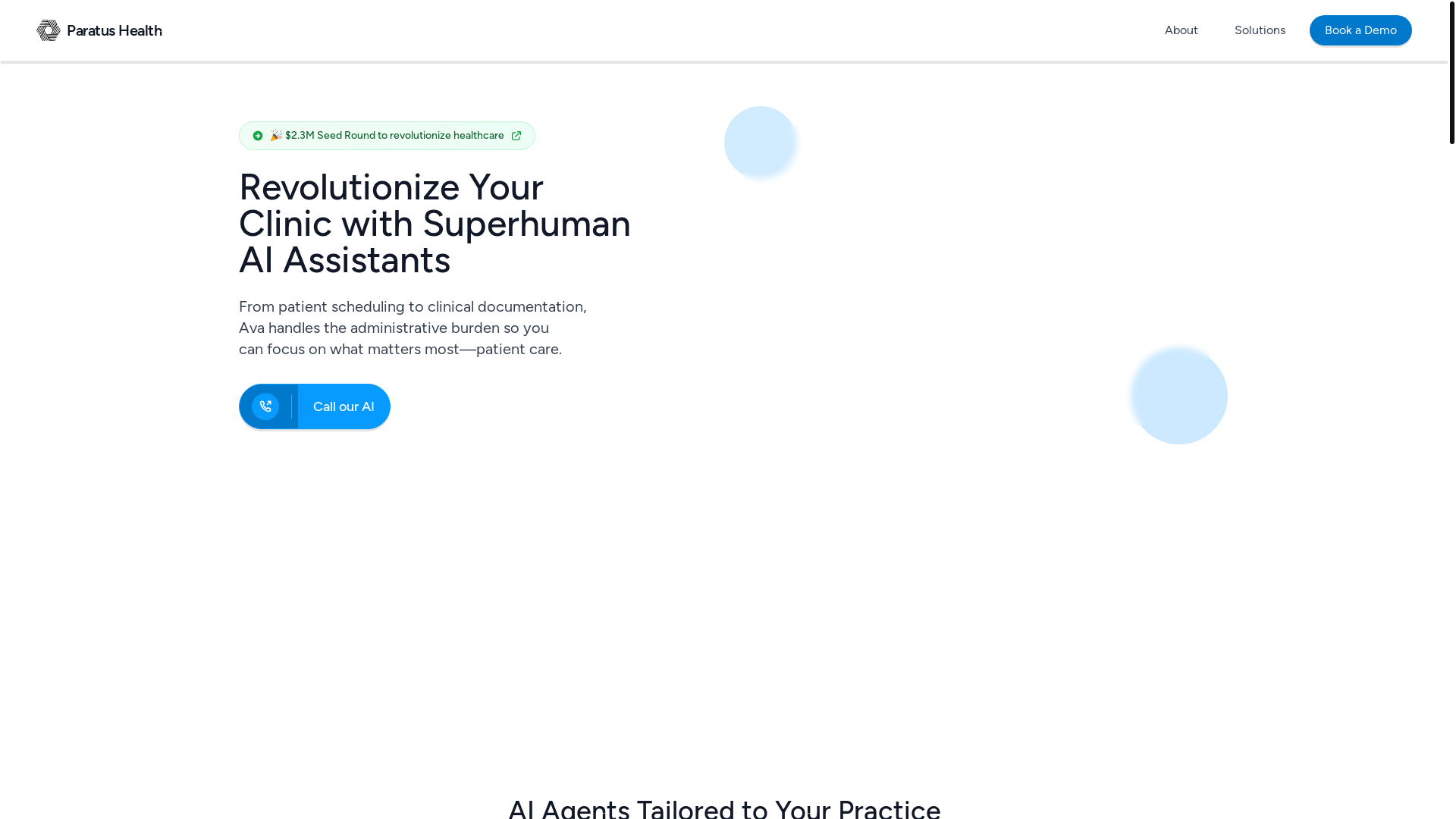 website screenshot of https://getparatushealth.org/