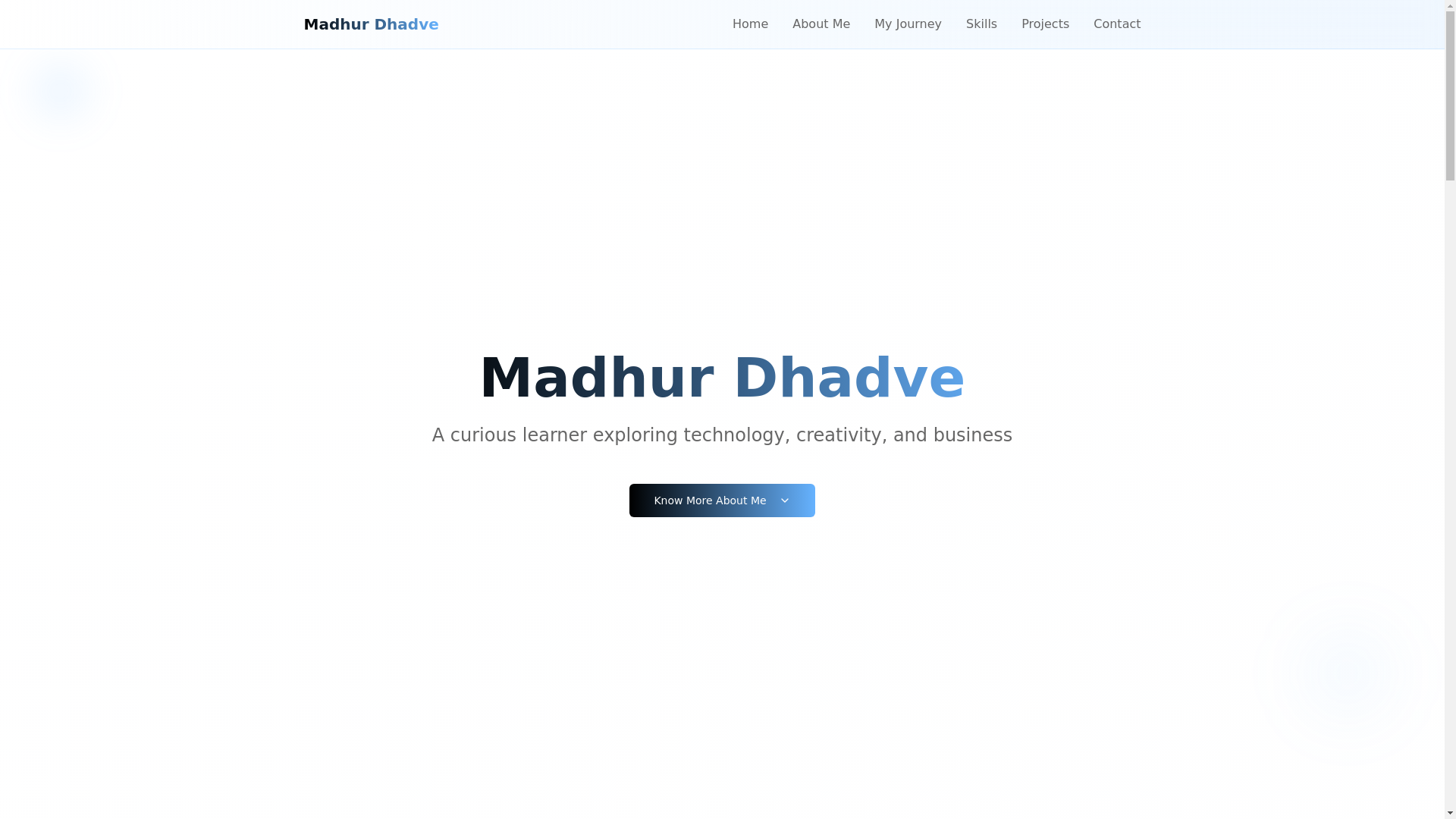 website screenshot of https://madhurdhadve.xyz/