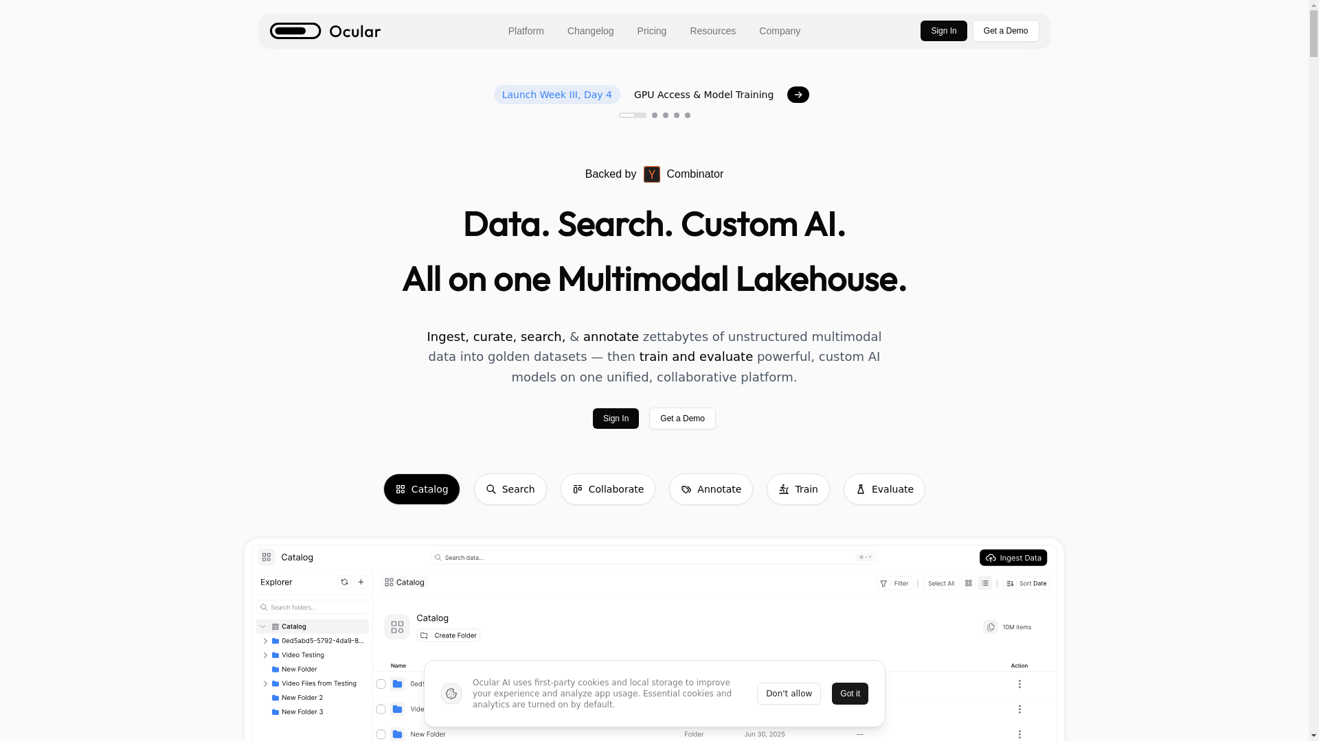website screenshot of https://getocularai.com/