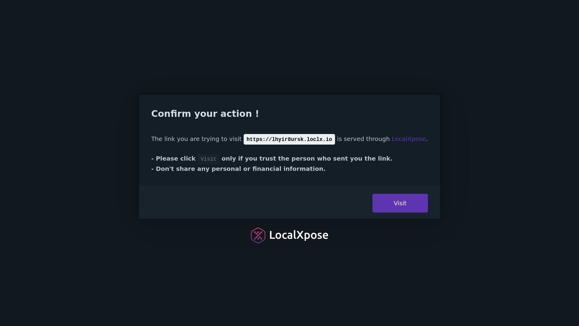 website screenshot of https://lhyir8ursk.loclx.io/