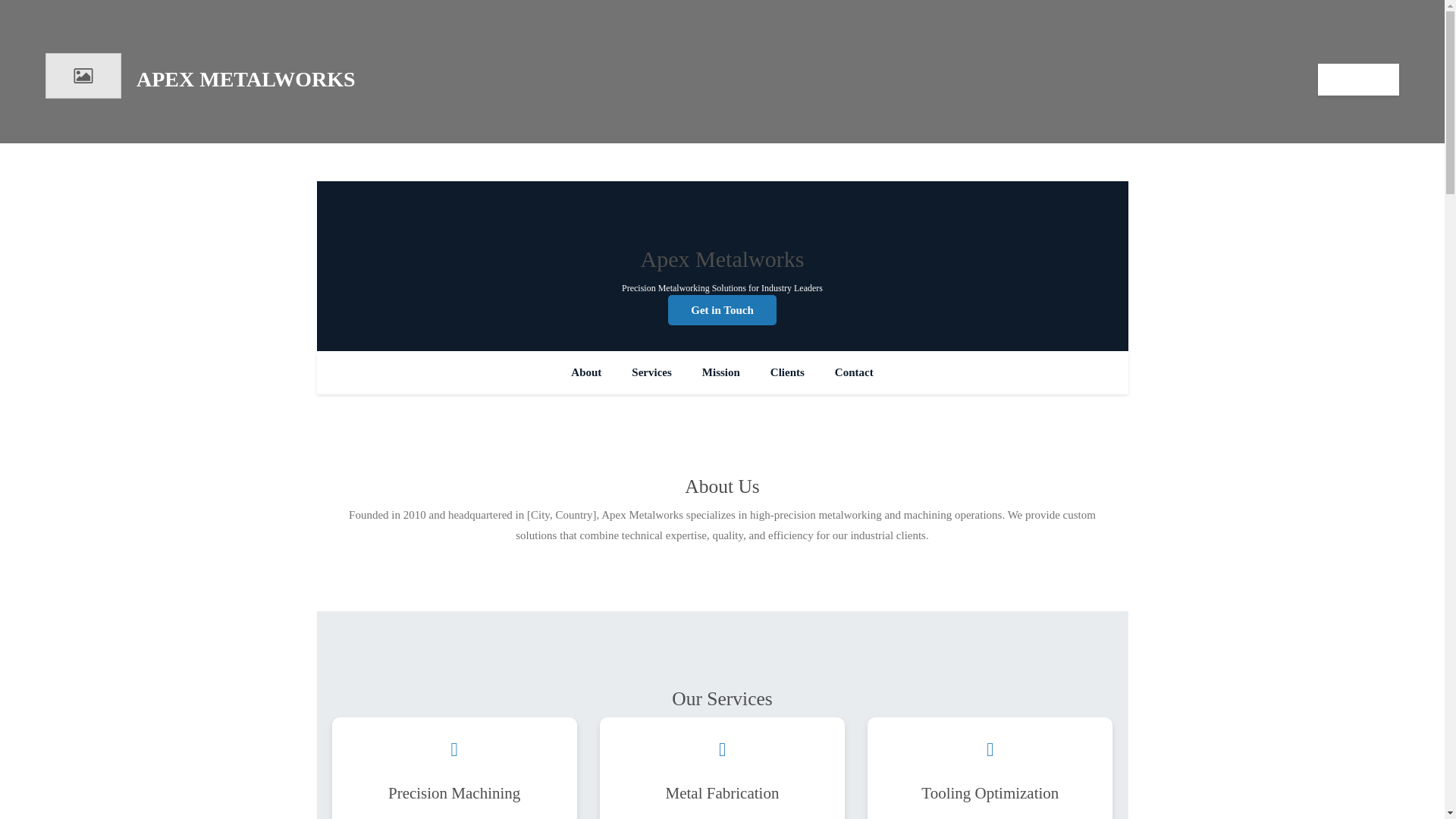 website screenshot of https://apex-metalworks.com/