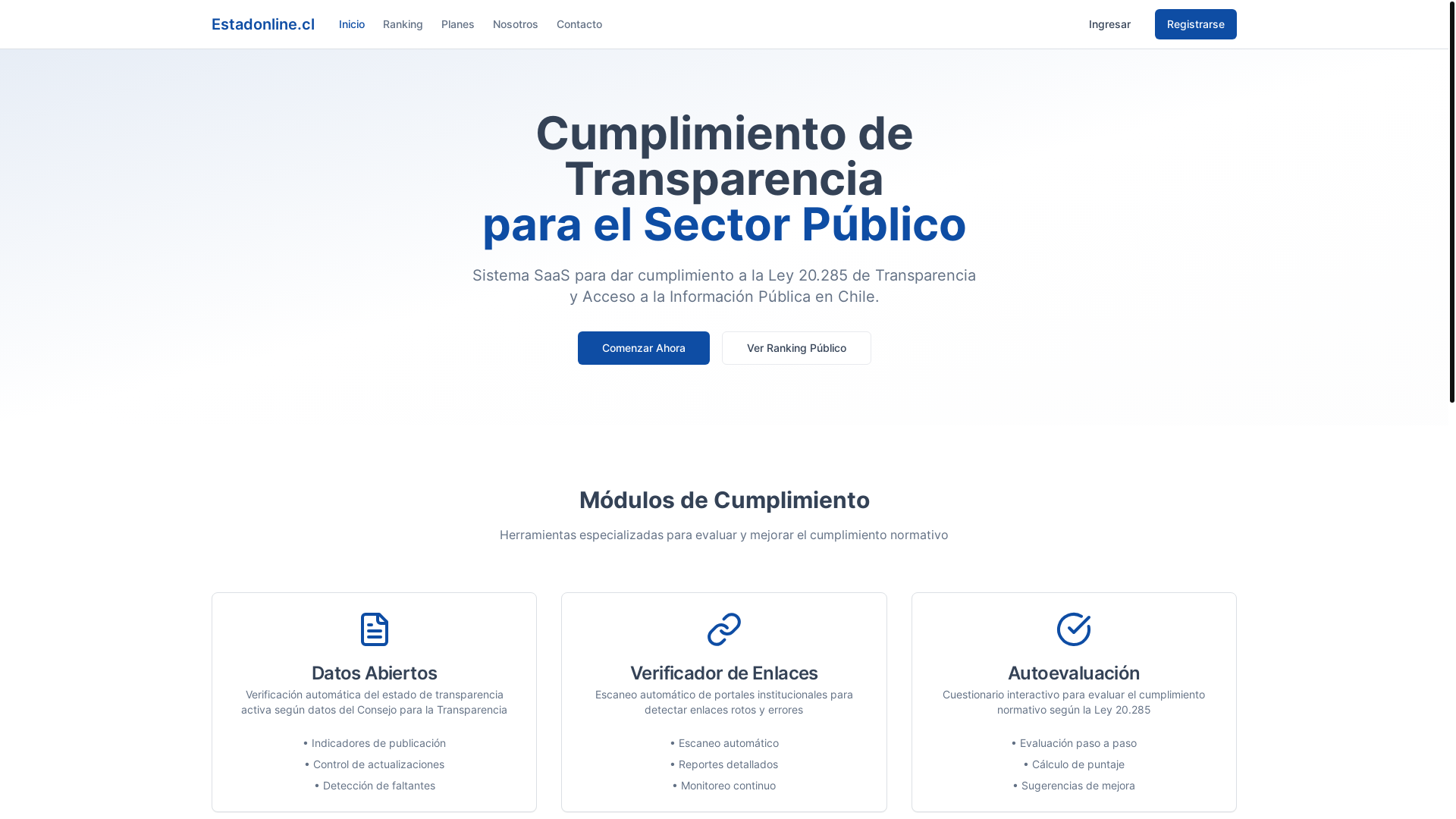 website screenshot of https://estadonline.cl/