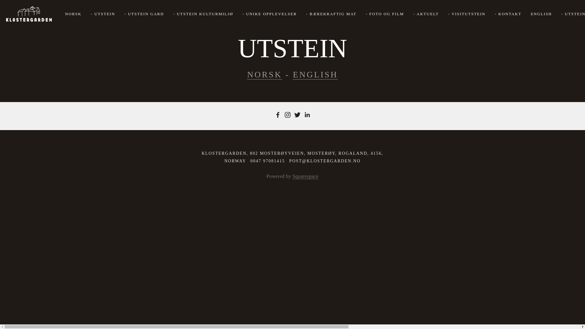 website screenshot of https://utstein.org/