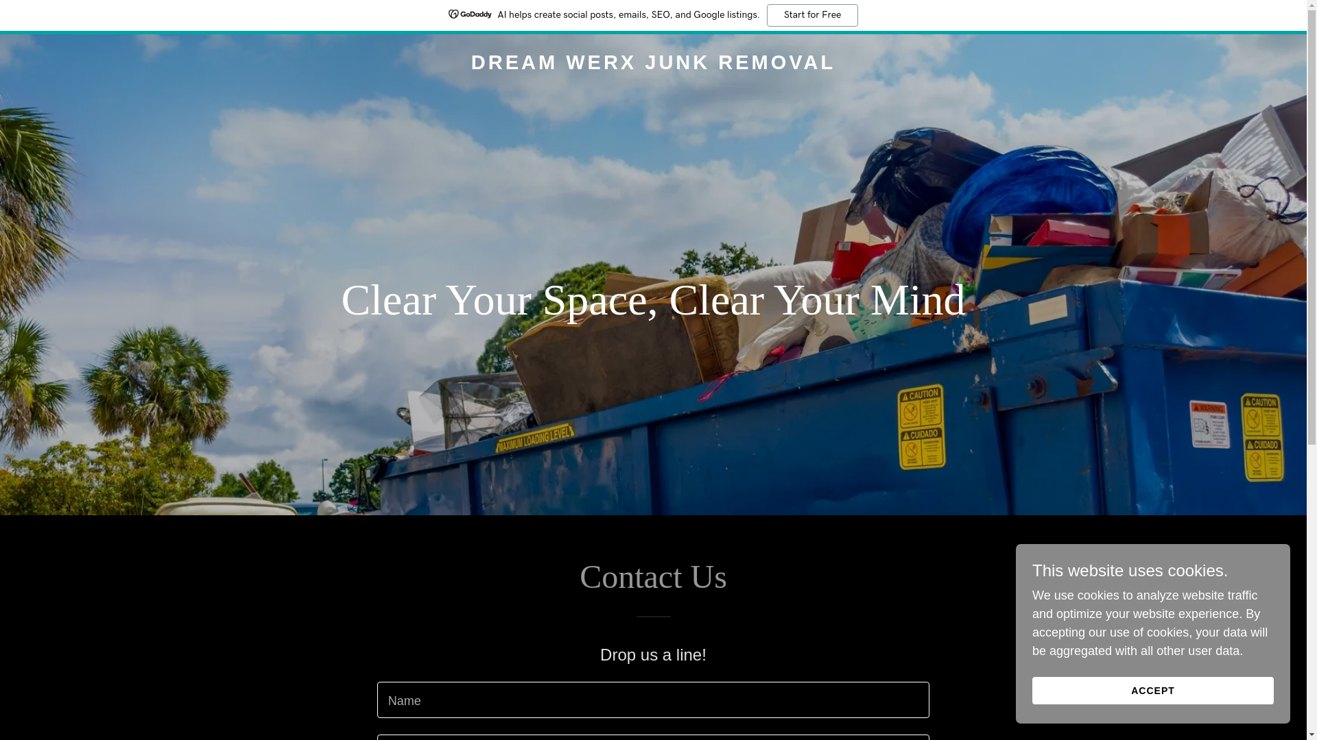 website screenshot of https://dreamwerxjunkremoval.com/