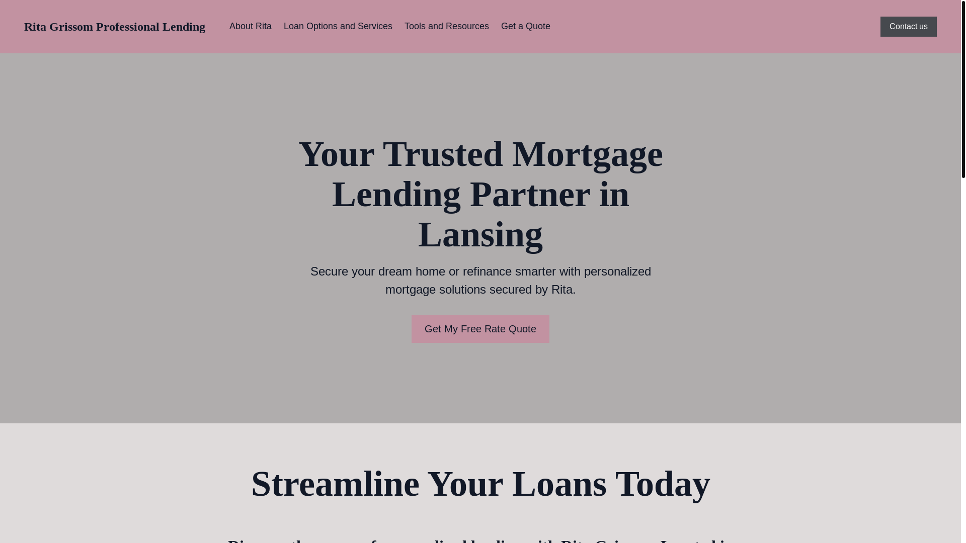 website screenshot of https://grissomprofessionallending.com/