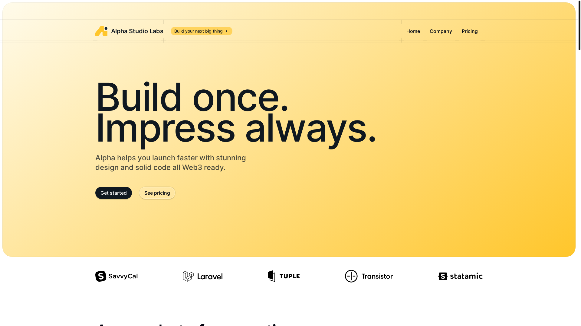 website screenshot of https://alphaideaslabs.xyz/