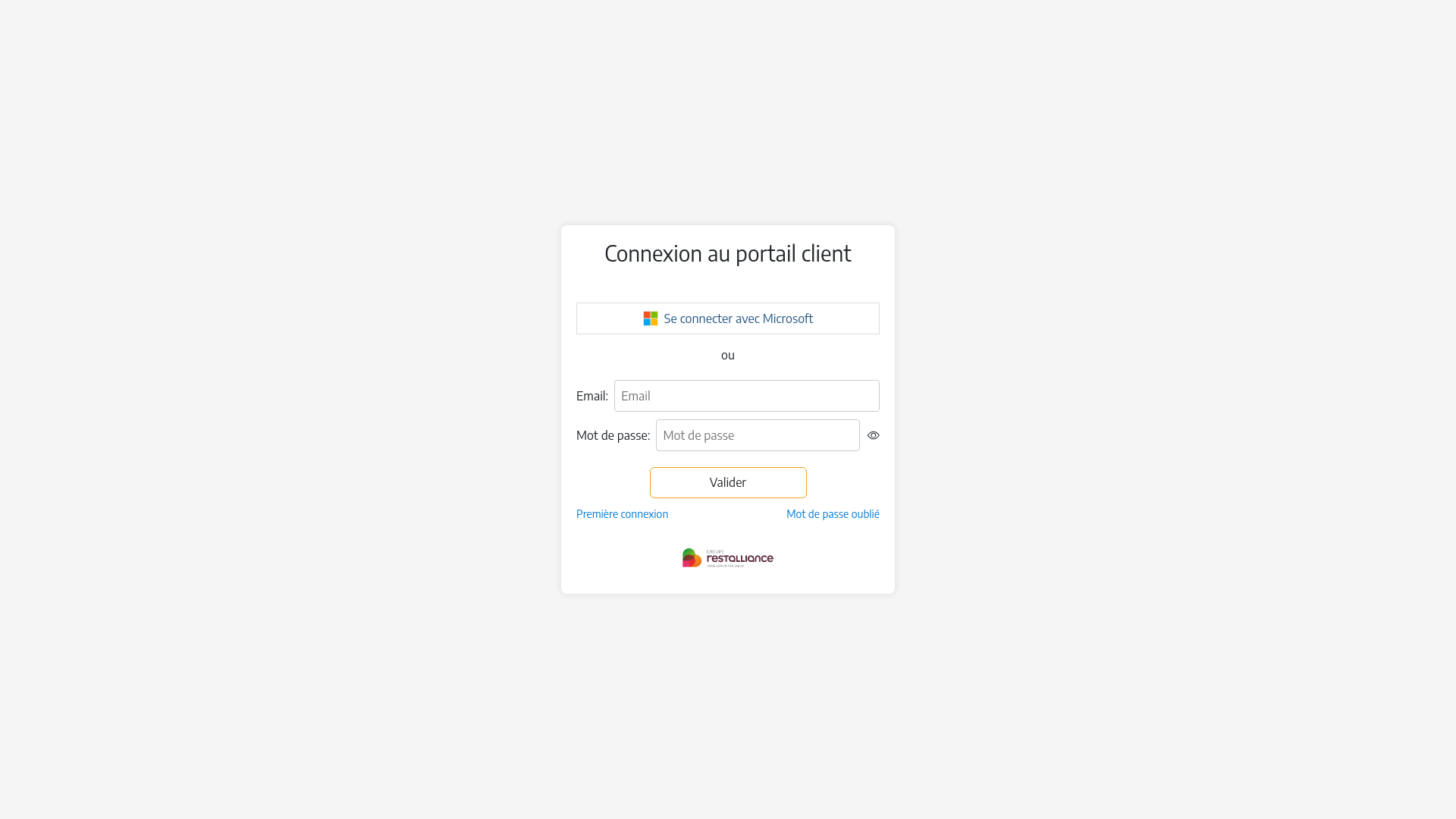 website screenshot of https://client.restalliance.fr/