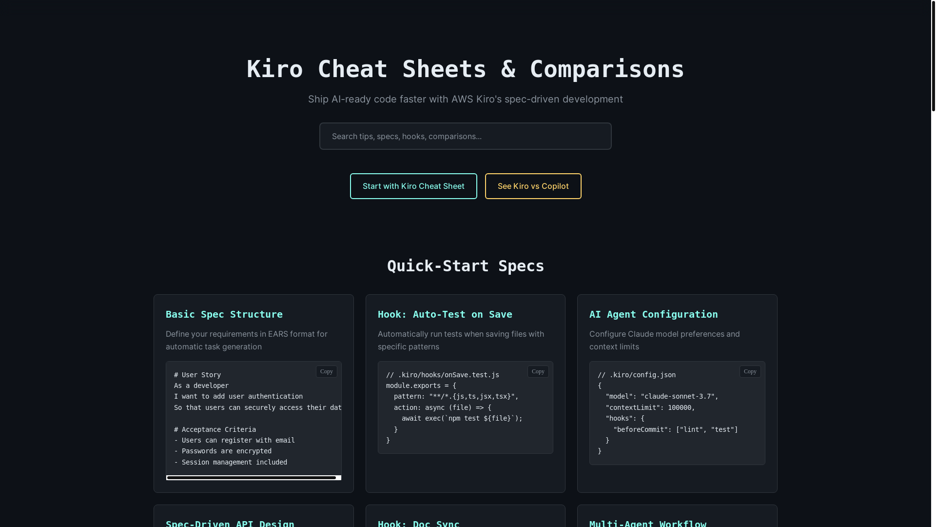 website screenshot of https://kiro-directory.pages.dev/
