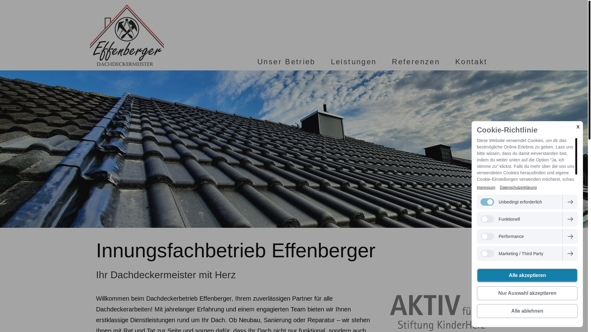 website screenshot of https://dach-effenberger.de/