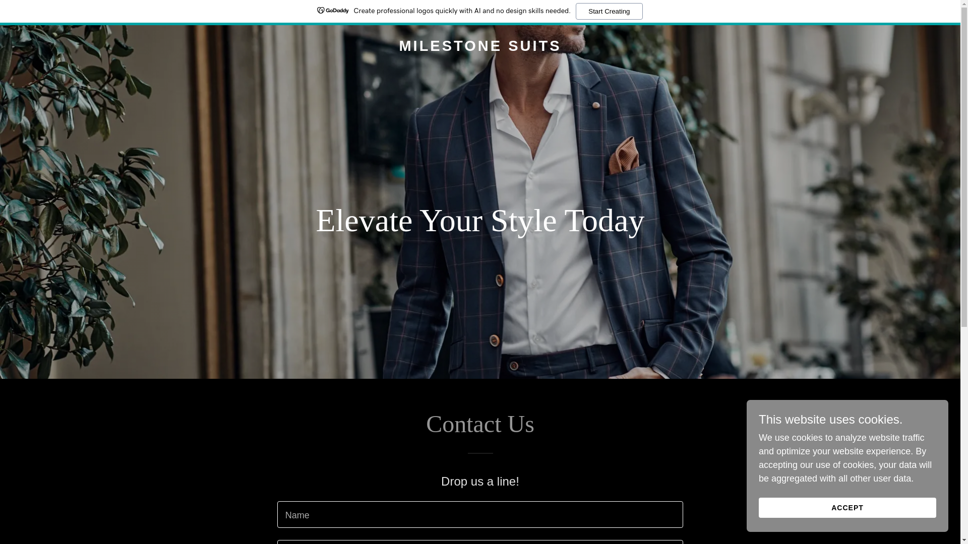 website screenshot of https://milestonesuits.com/