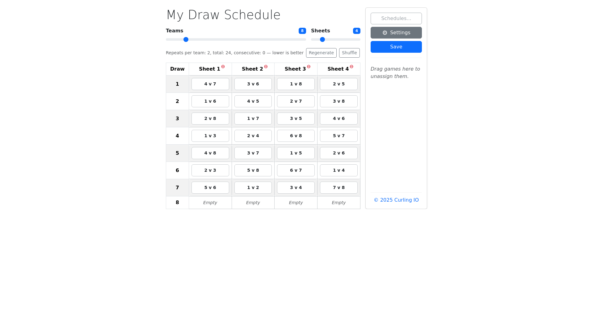 website screenshot of https://curlingschedules.com/