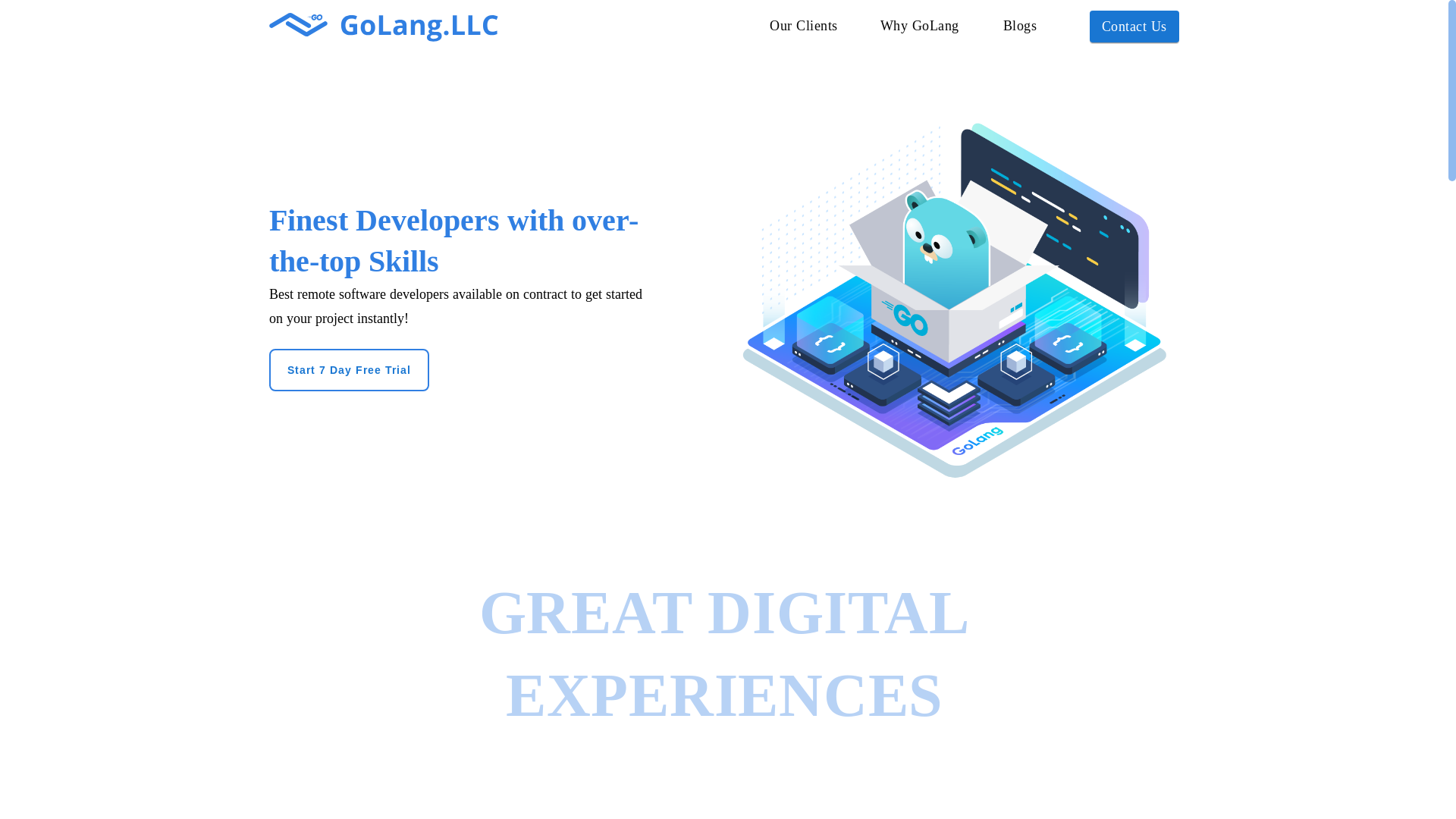 website screenshot of https://golangllchq.com/