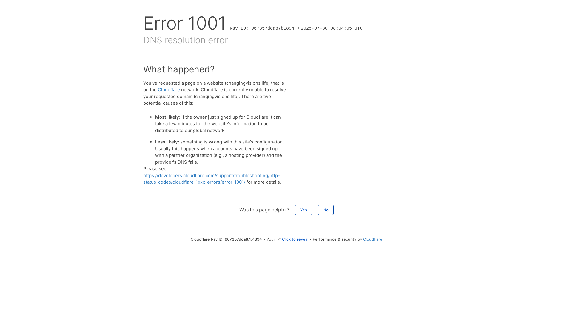 website screenshot of https://changingvisions.life/