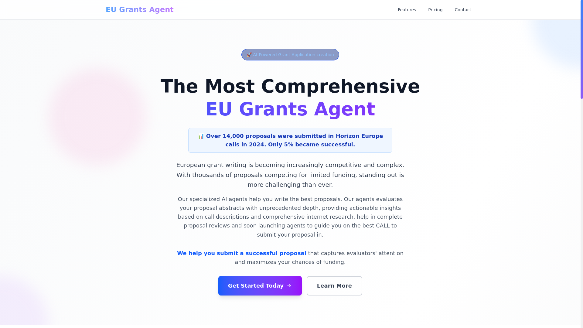 website screenshot of https://eugrantsagent.com/