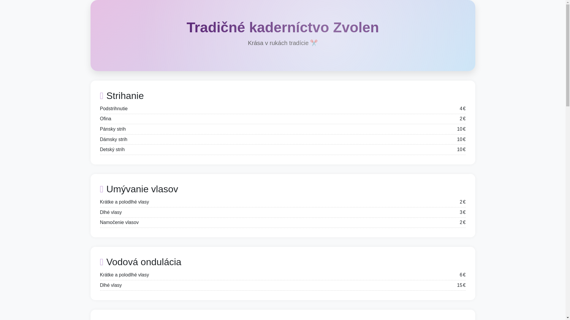 website screenshot of https://tradicnekadernictvo.sk/