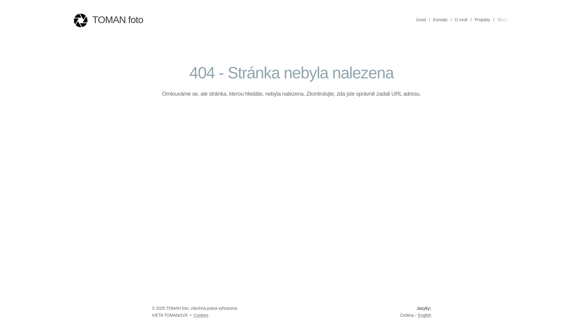 website screenshot of https://tomanfoto.cz/
