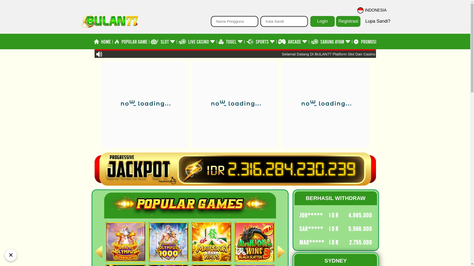 website screenshot of https://ratubulan77.com/