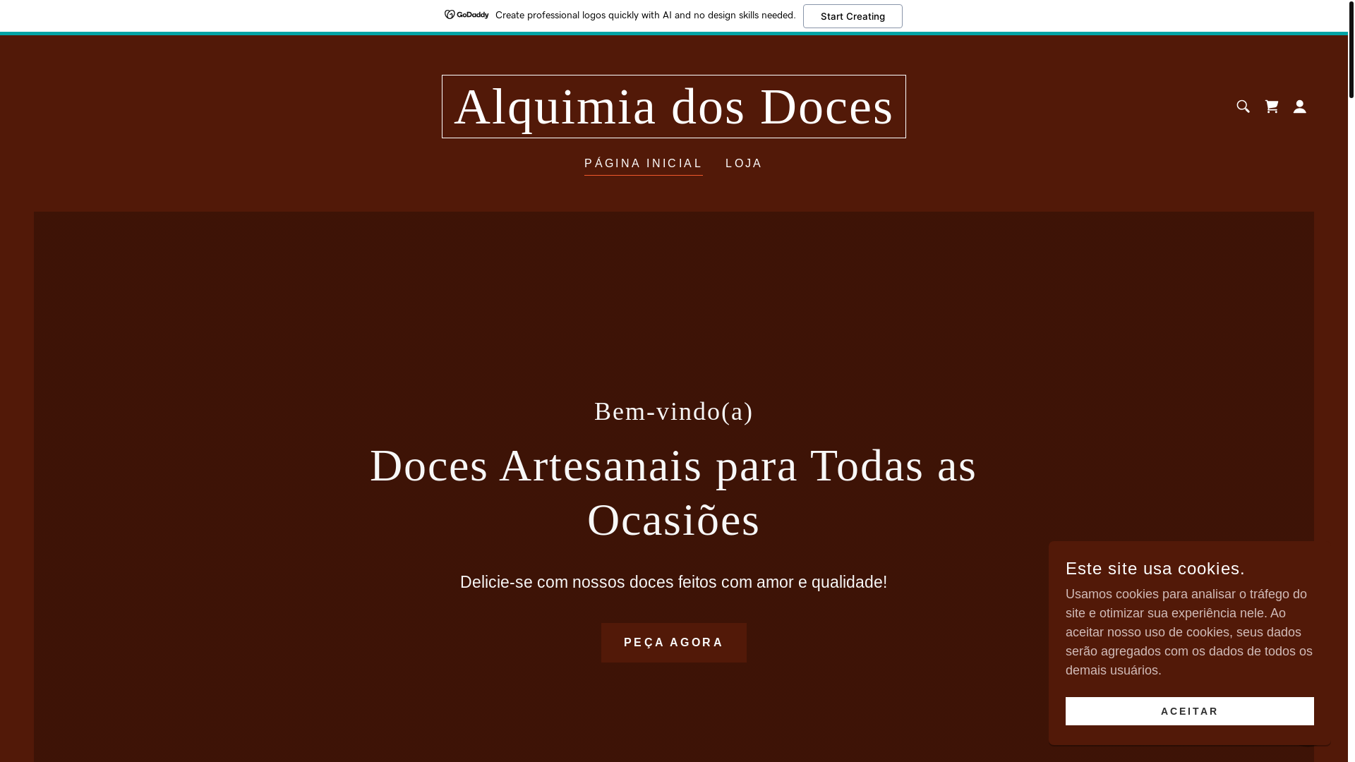 website screenshot of https://alquimiadosdoces.shop/