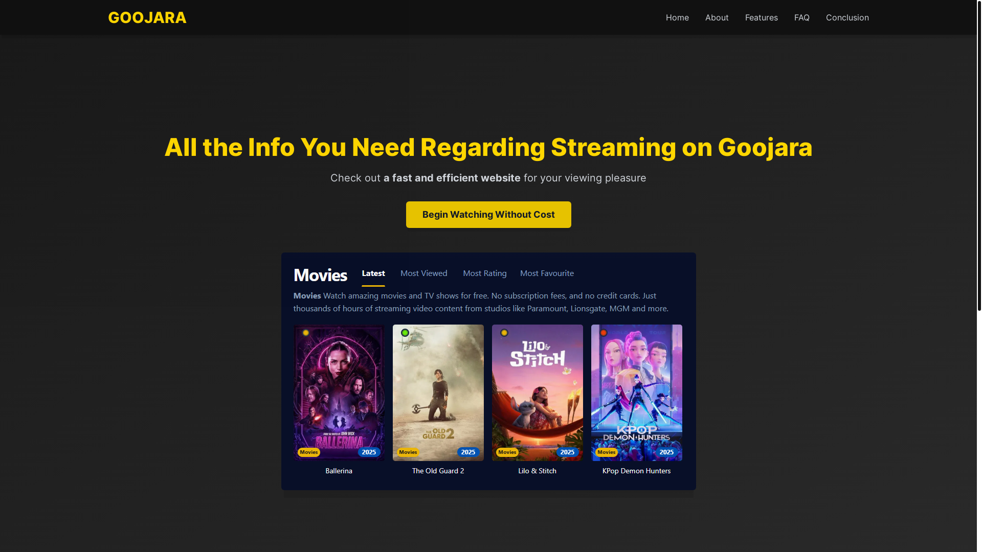 website screenshot of https://goojara-tspu.pages.dev/