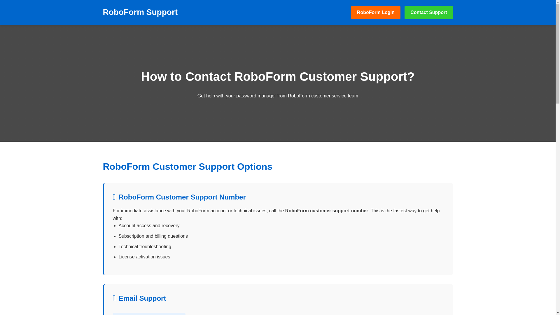 website screenshot of https://roboform-customer-support.pages.dev/