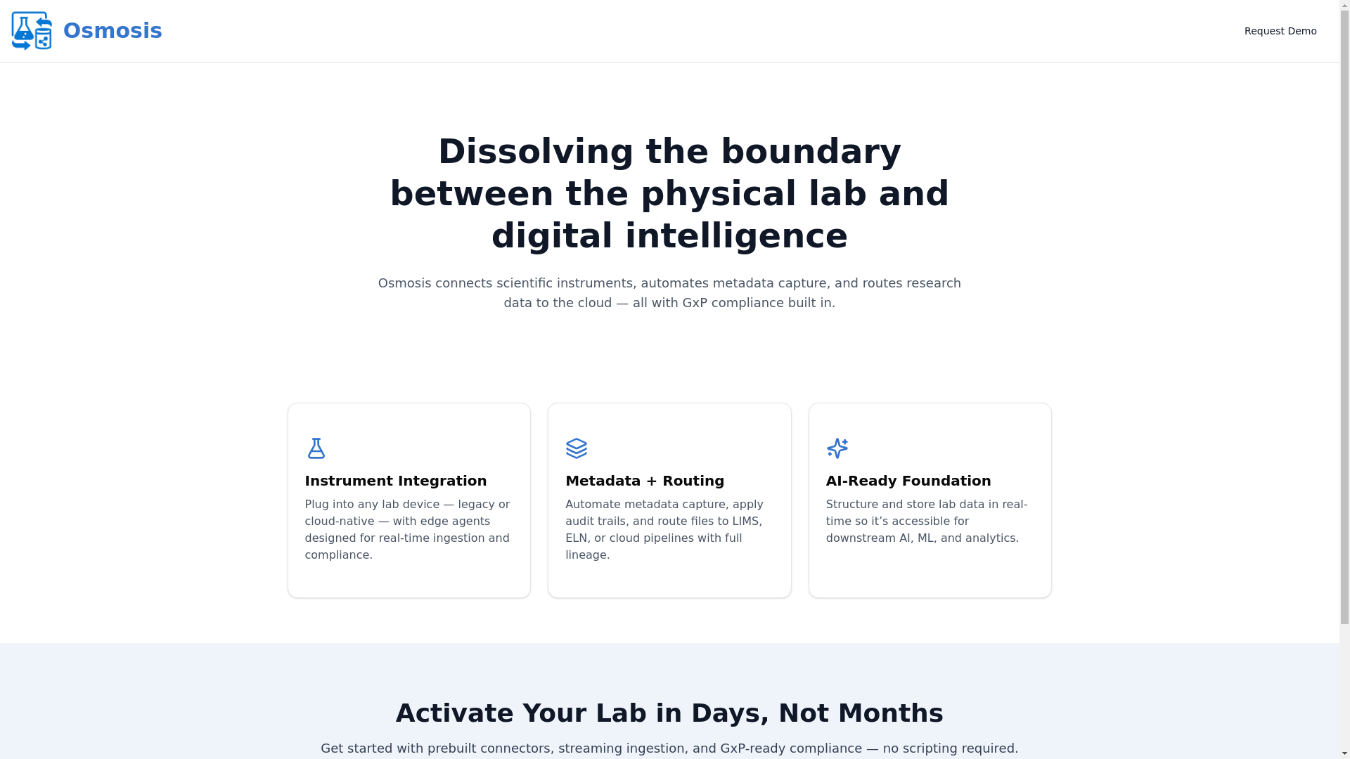 website screenshot of https://osmosis-labs.ai/