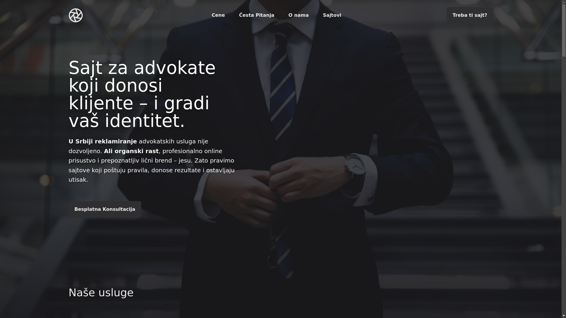 website screenshot of https://advokatskisajt.com/