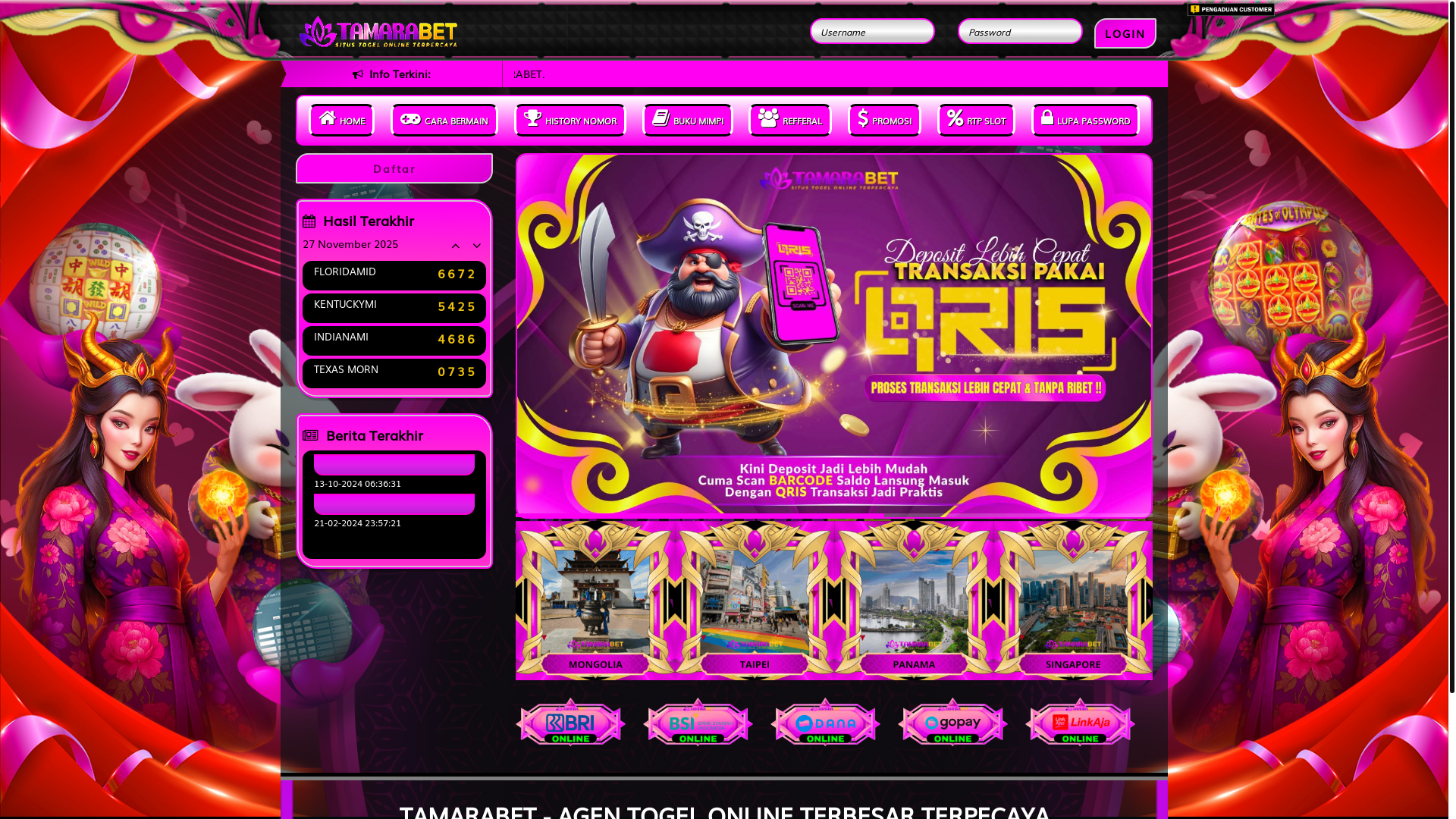 website screenshot of https://tamarapremium.site/