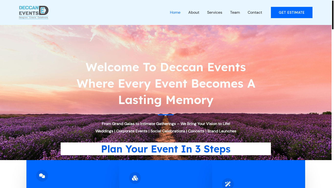 website screenshot of https://deccanevents.in/