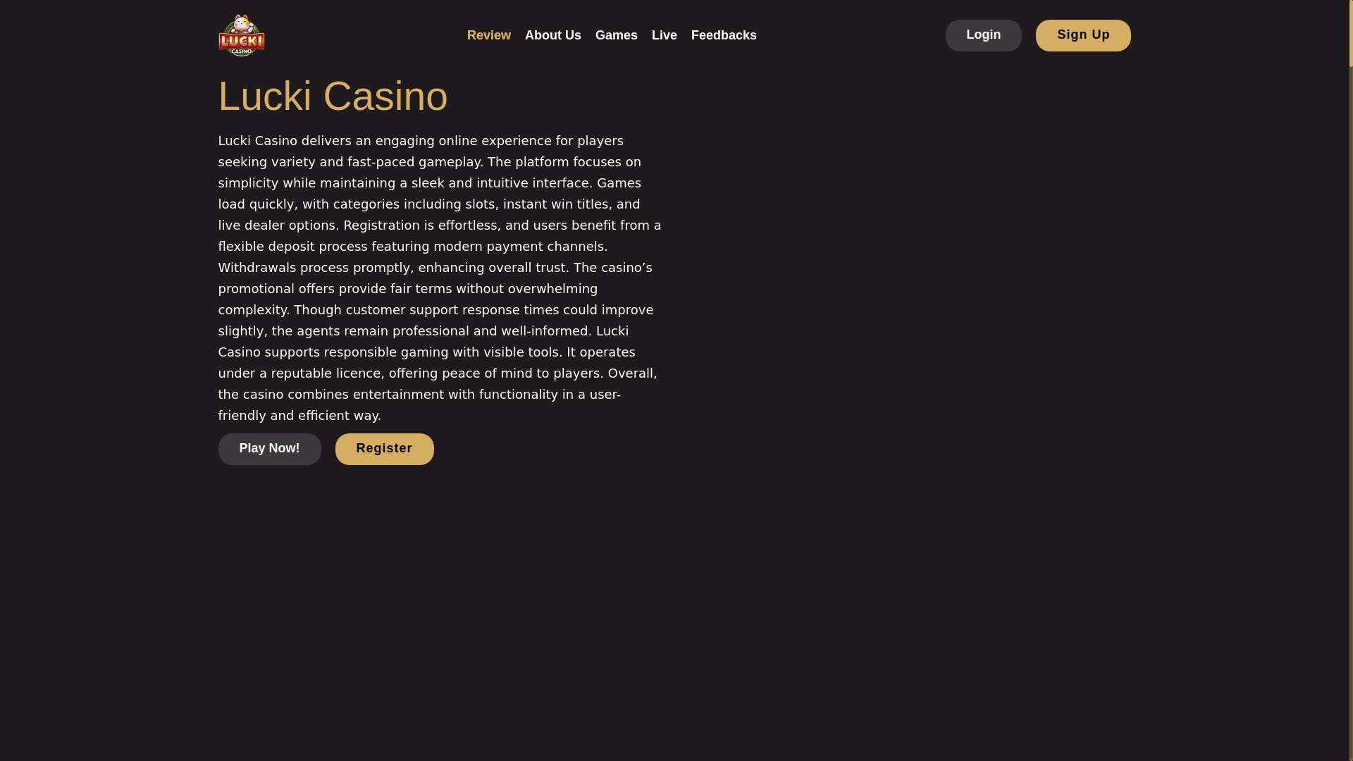 website screenshot of https://casinolucki.org.uk/