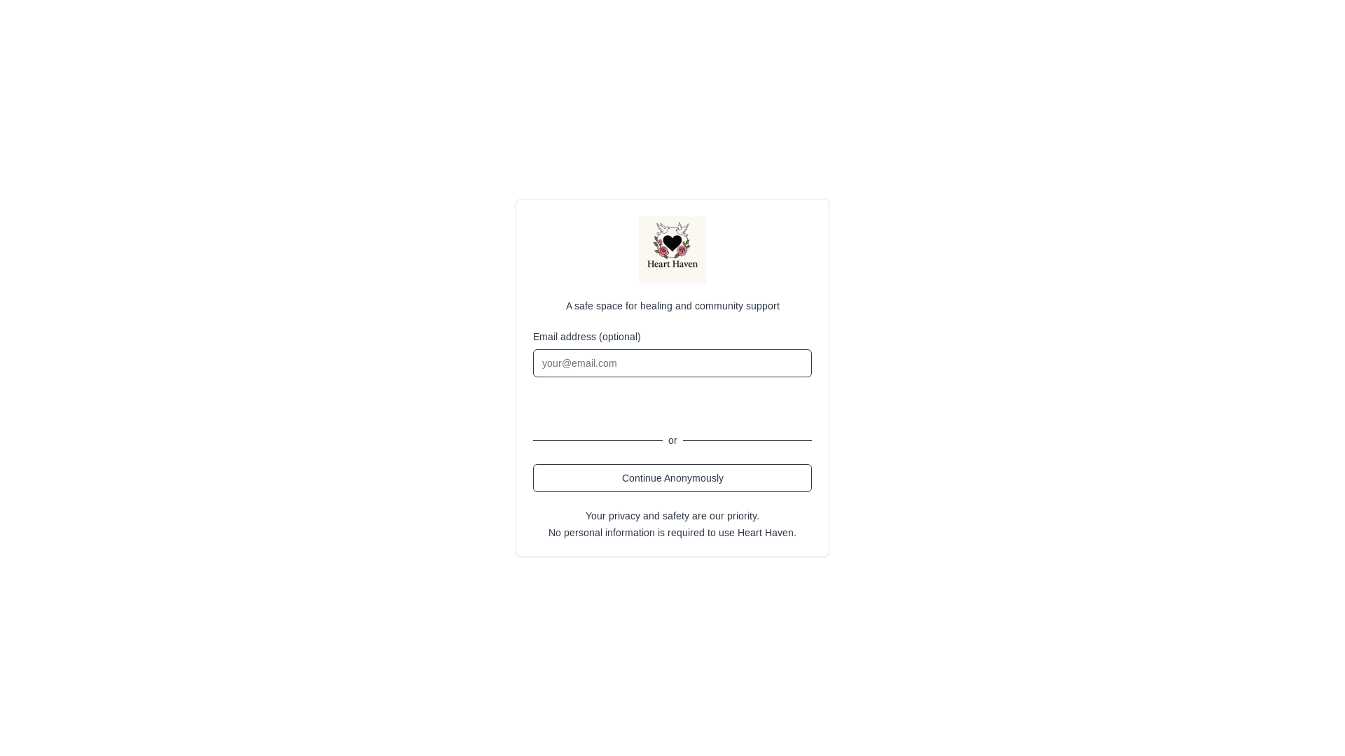 website screenshot of https://hearthaven.foundation/