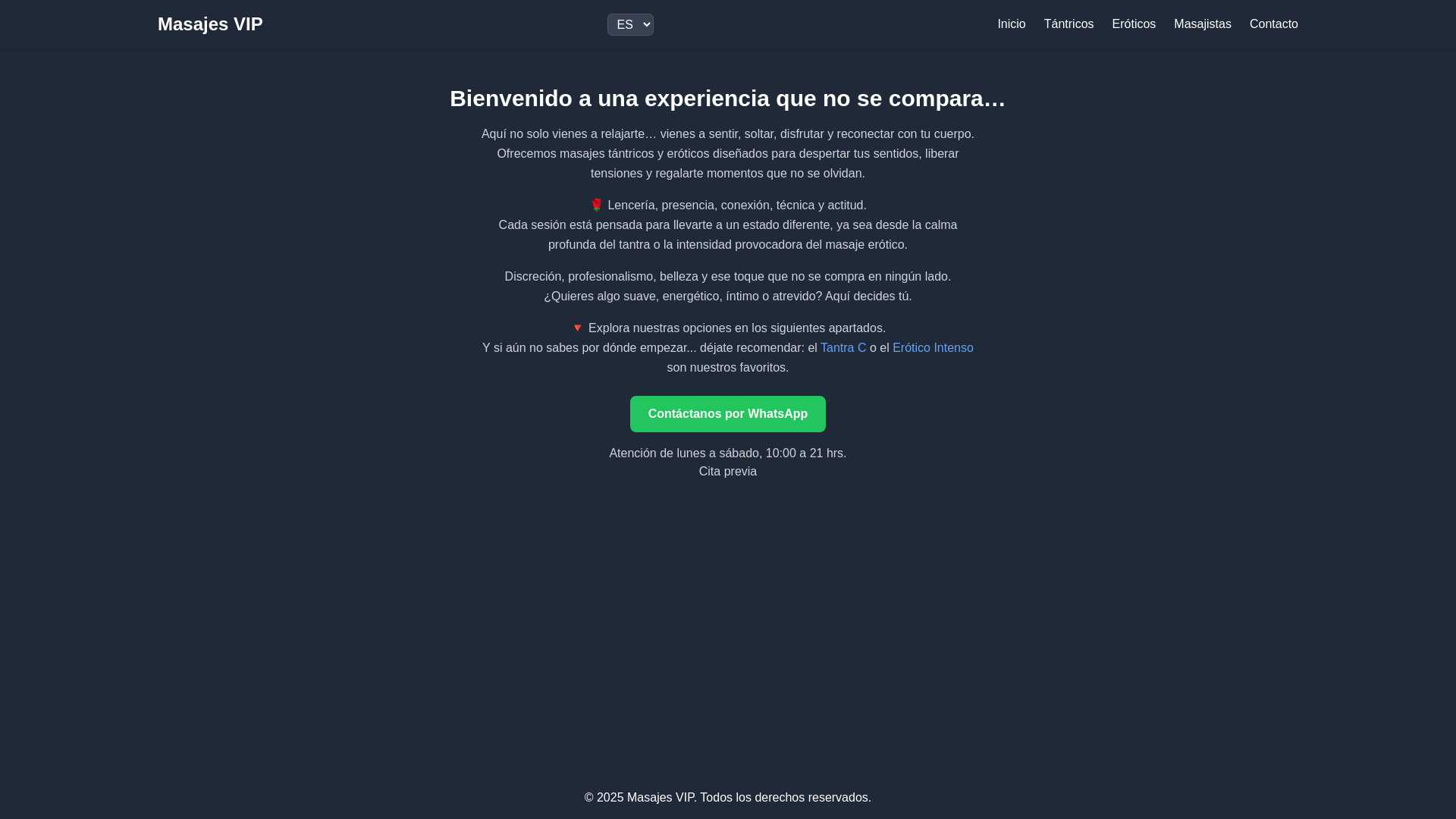 website screenshot of https://masajes-vip.com/