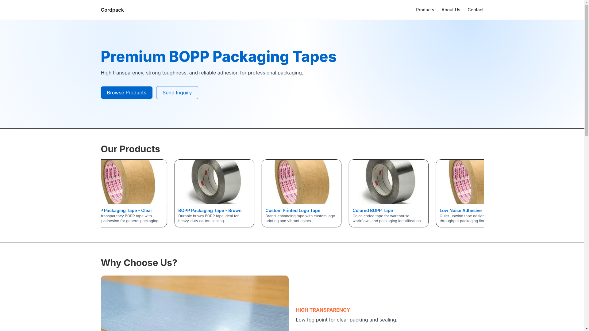 website screenshot of https://cordpackltd.com/