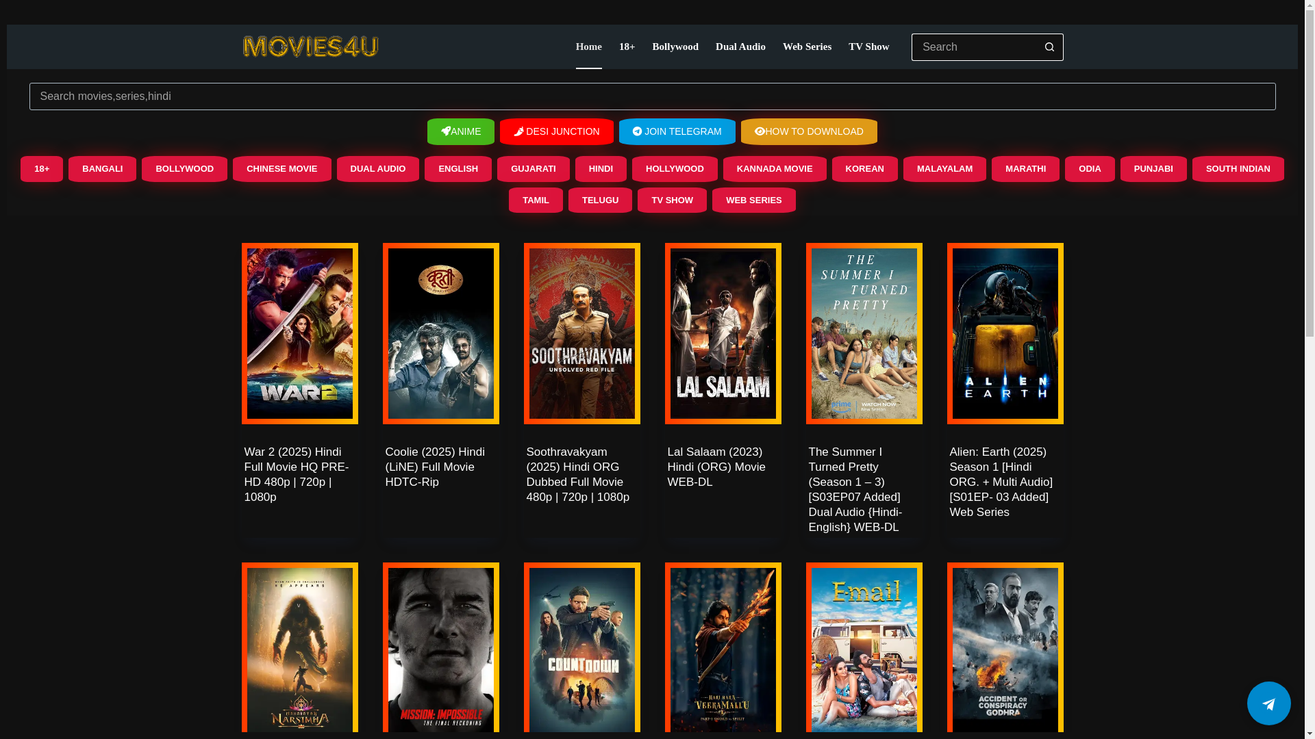 website screenshot of https://movies4u.pe/