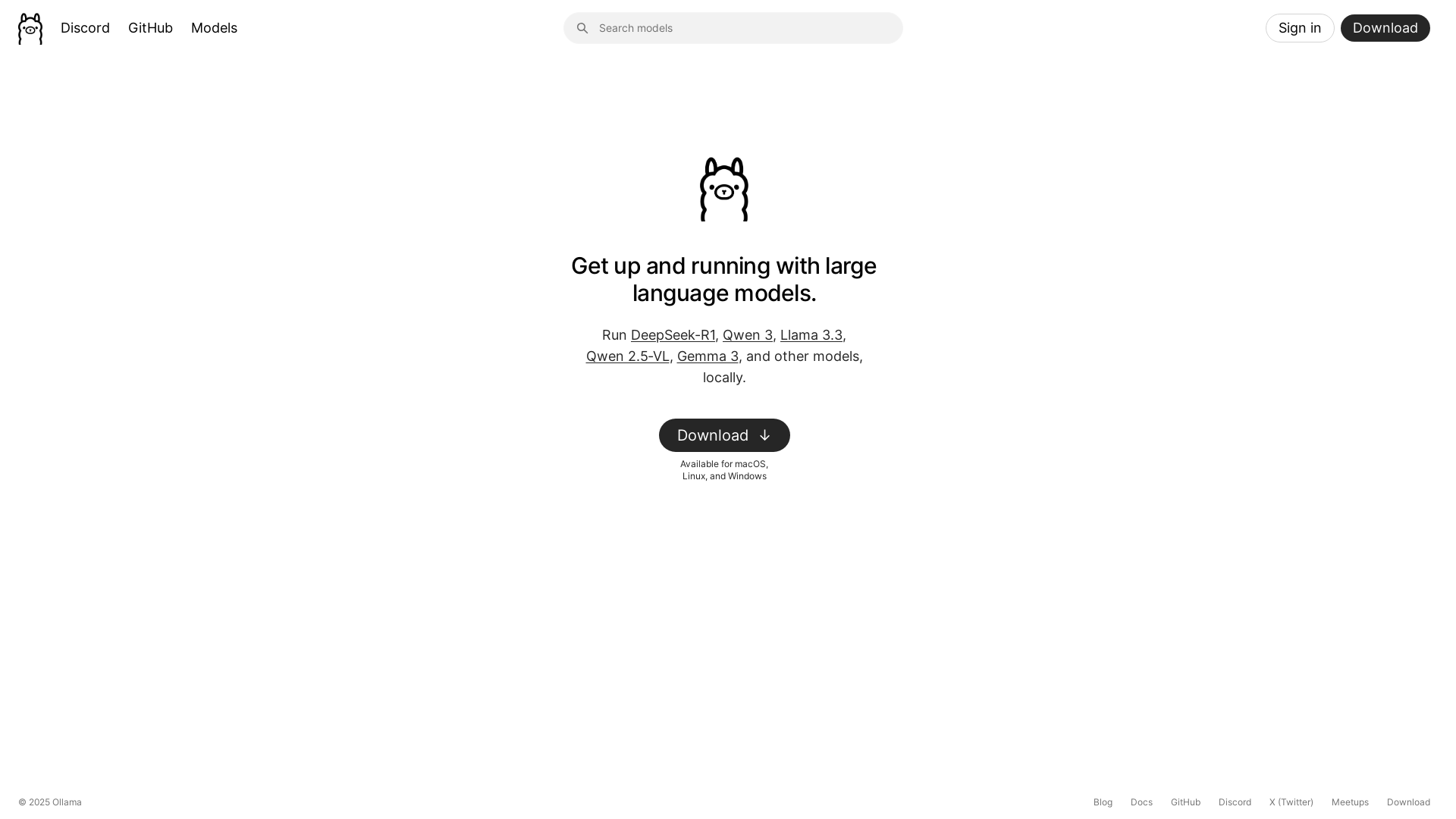 website screenshot of https://ollama.com/