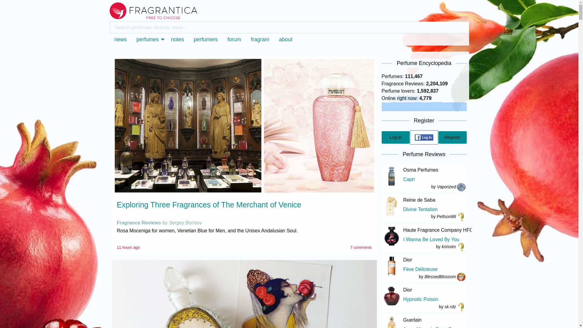 website screenshot of https://fragrantica.com/