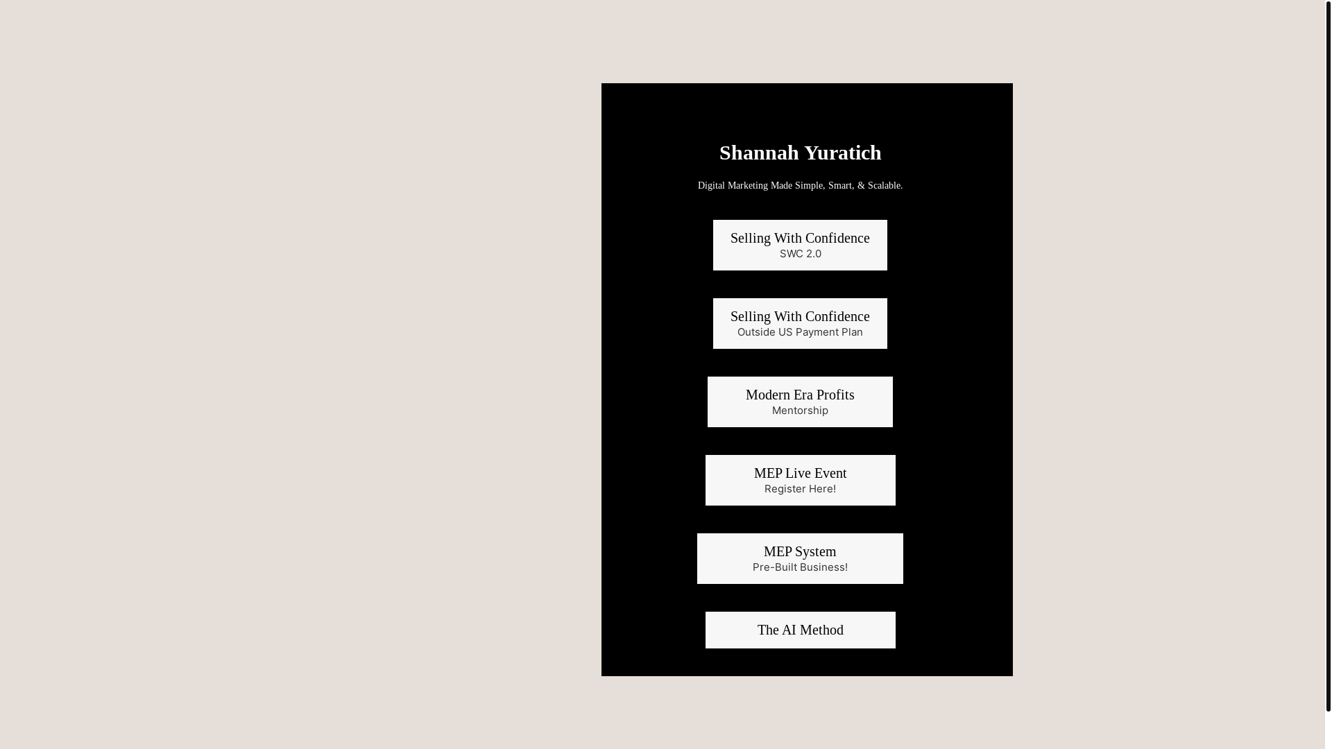 website screenshot of https://shannahyuratich.me/