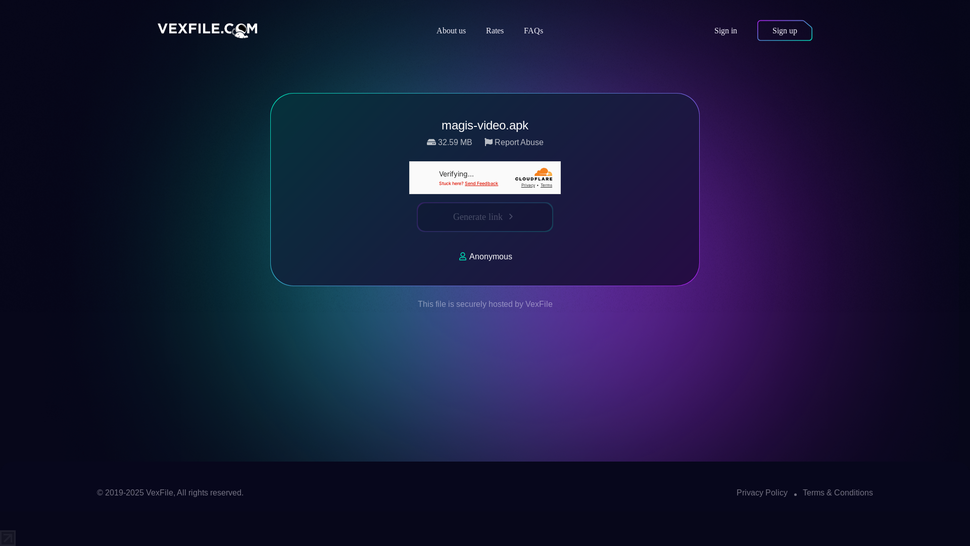 website screenshot of https://vexfile.com/download/44pFo9fuAz