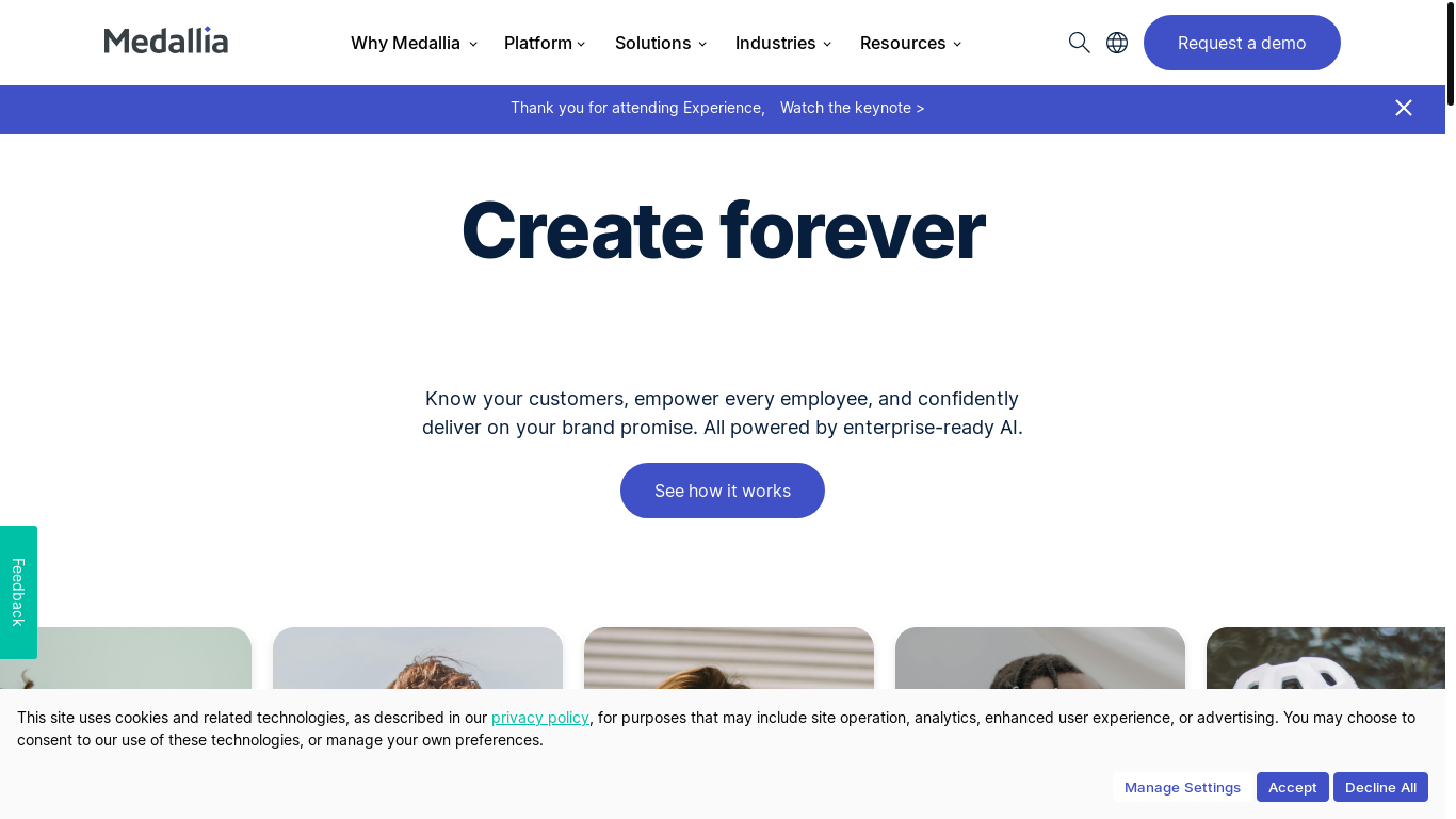website screenshot of https://medallia.com/