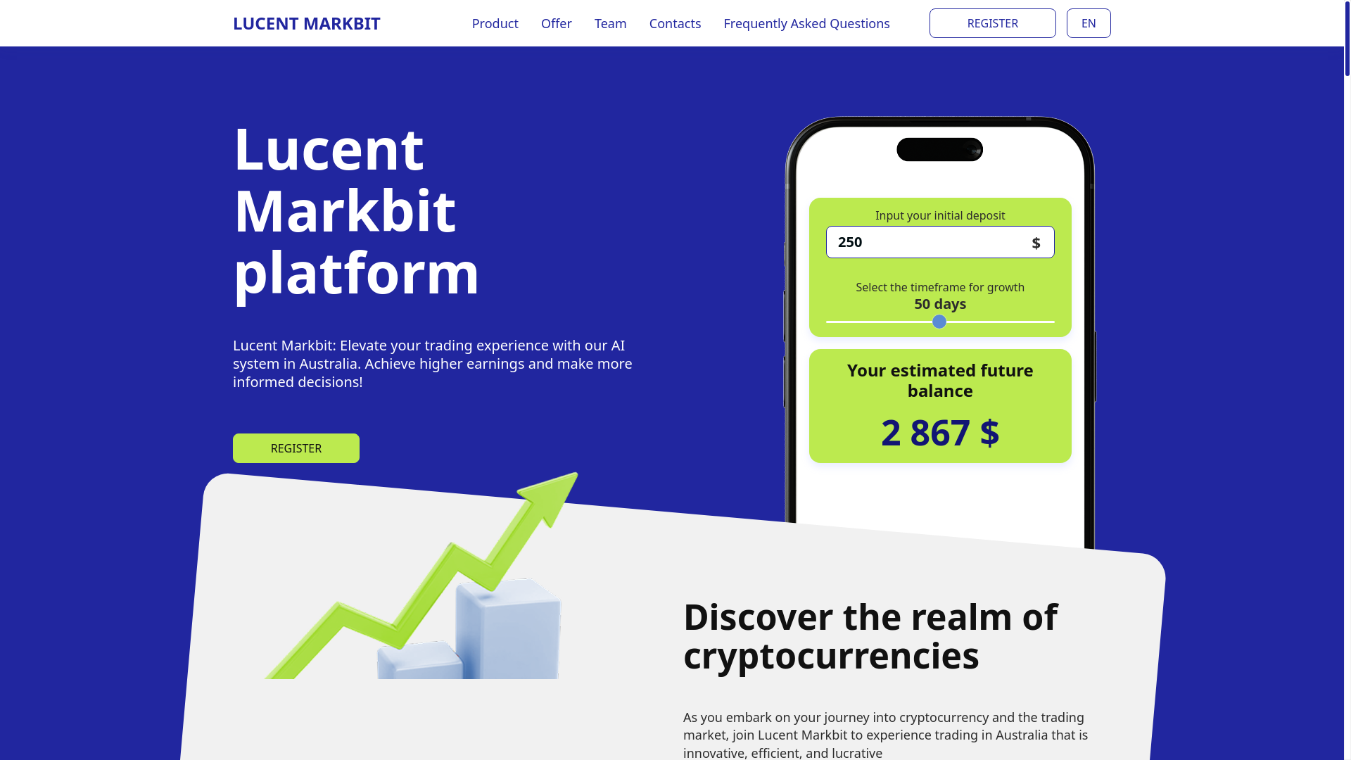website screenshot of https://lucent-markbit.com/