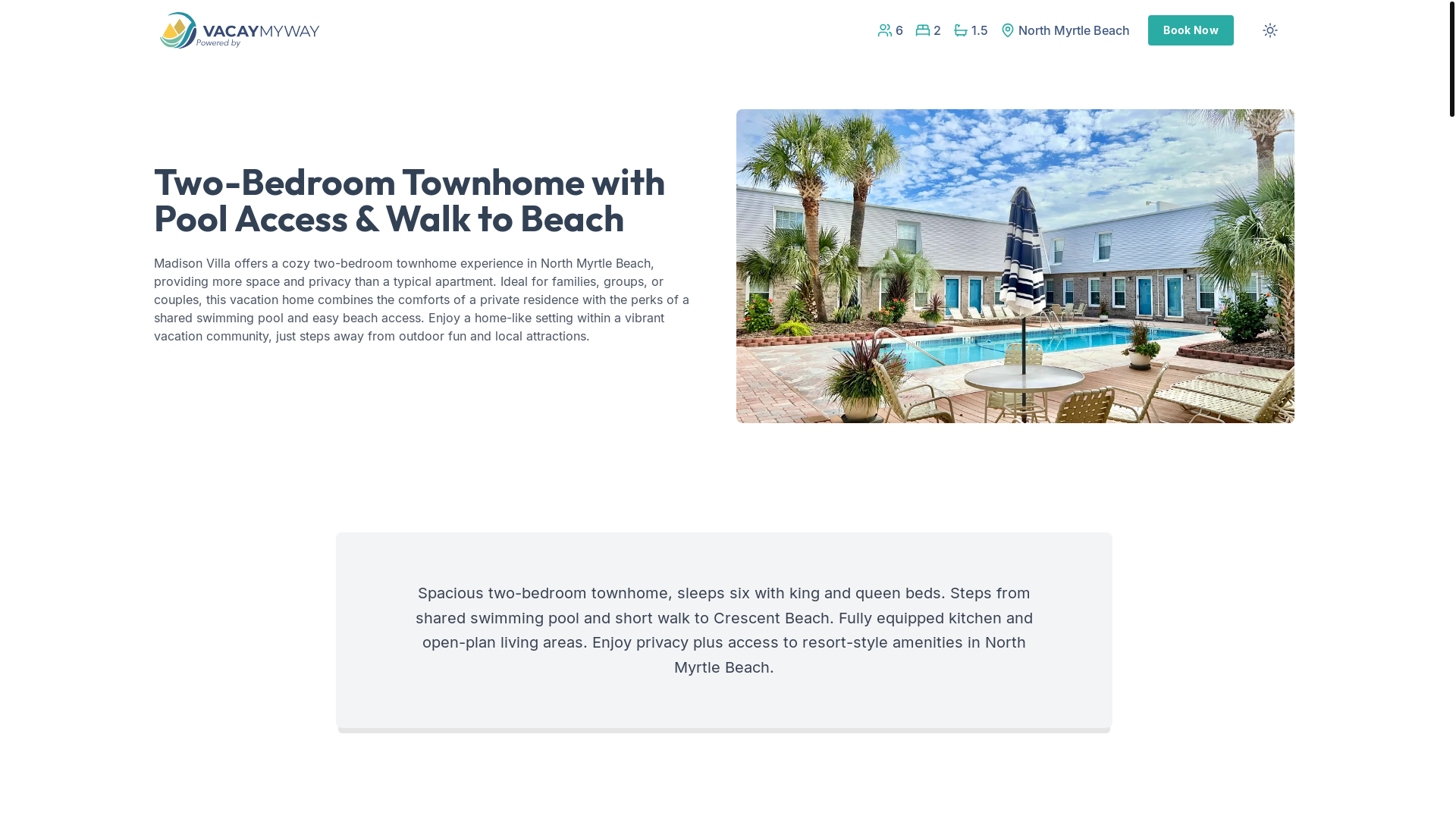website screenshot of https://cozycrescent.vacations/