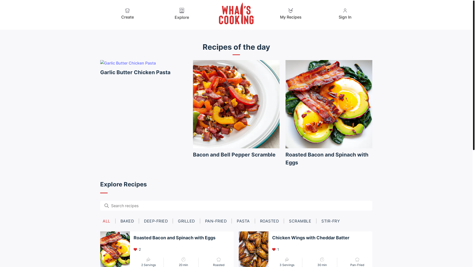 website screenshot of https://whatiscooking.food/