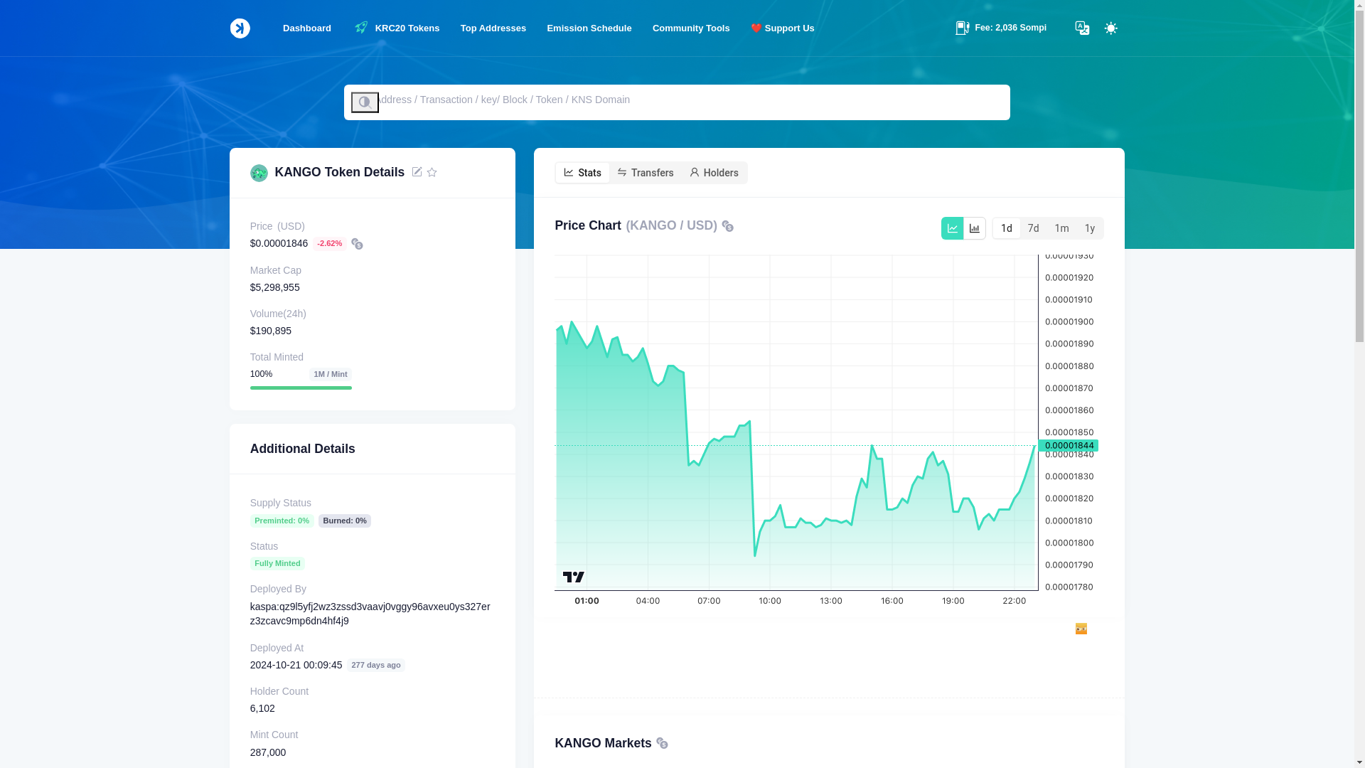 website screenshot of https://kaspafyi-krc20-kango.pages.dev/