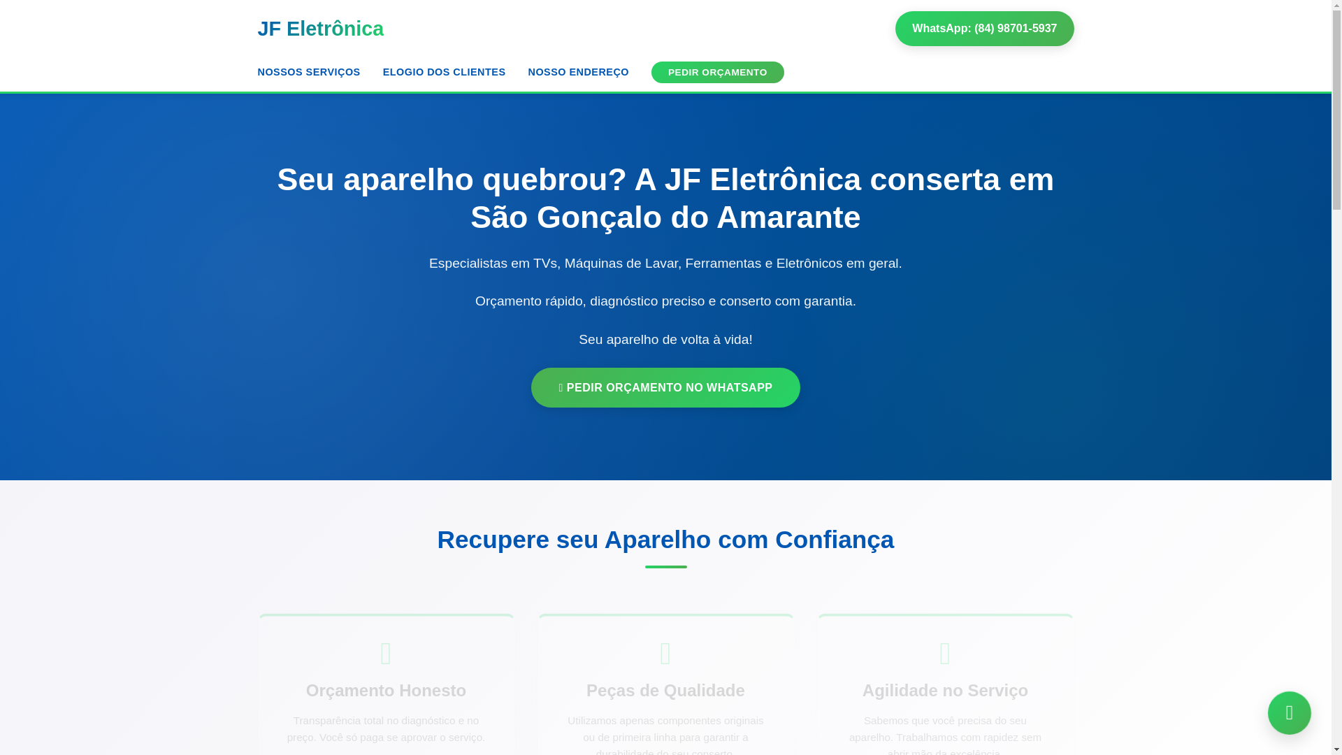 website screenshot of https://jfeletronica.com.br/