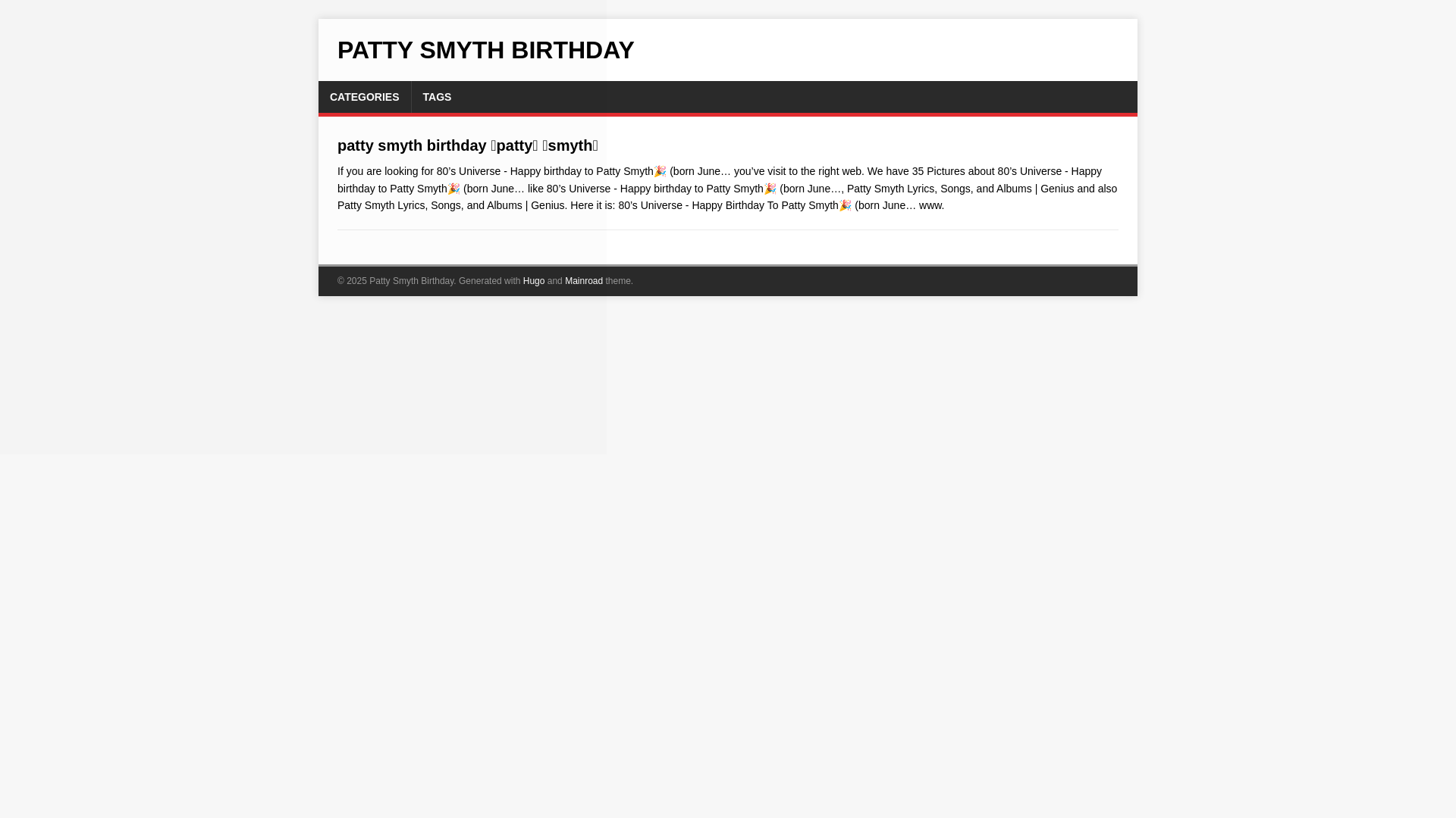 website screenshot of https://patty-smyth-birthday.pages.dev/